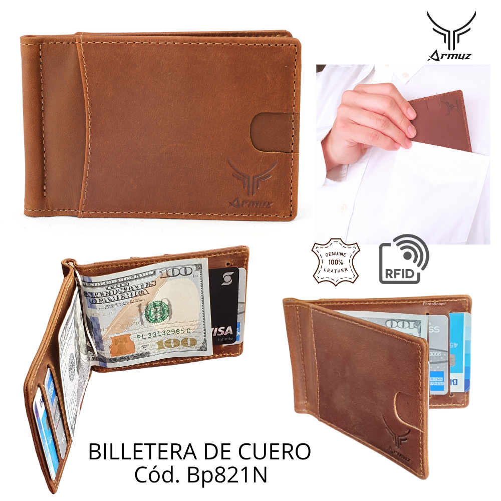 BILLETERA TARJETERO C CLIP PARA BILLETES BP821 N